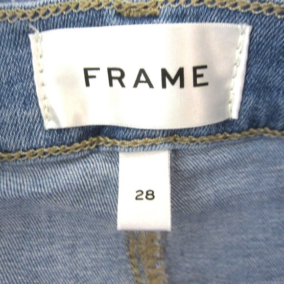 Frame 28 Wilson Raw After Raw Hem Flare Jeans High Waist Cotton Blend - Picture 9 of 10